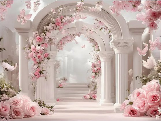 Arche roses & papillons